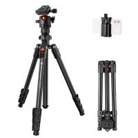 64"/1.6m Camera Tripod Lightweight Vlog Travel Tripod Compact  Flexible & Portable 17.6lbs/8kg Load with Portable, for DSLR Cameras O234A1+BH-36