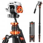 67"/1.7m Carbon Fiber Lightweight Camera Tripod with Hydraulic Video Tripod Head, Foldable, Detachable Single Leg, Metal Screw Lock, Omni Serie O255C4+FH-03