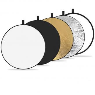 Five-in-One Circular Reflector 80cm Gold Silver Black White Translucent Soft Light Panel Portrait Outdoor Photography Light Blocking Portable Folding Photography Tent Accessory K&F Concept