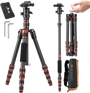 60”/1.5m Carbon Fiber Camera Tripod Lightweight Travel Tripod 17.6lbs Load 360° Ball Head for Vlog,Travel & Work DSLR, A225C0+BH-25L