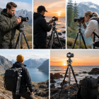 K&F Concept X-Serie Kulfiber Kamerastativ 68"/172cm med 30mm Kuglehoved – Professionelt Letvægts Rejsestativ til DSLR, Video & Landskabsfotografering, 12KG Belastning X254C4+BH-30