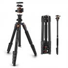 K&F Concept Kamerastativ 192 cm Aluminium – 360° Kuglehoved, 8 kg Belastning, Aftagelig Monopod, Mobilholder til iPhone/Smartphone, O275A5+BH-36