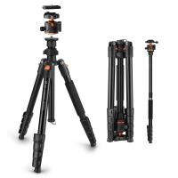 K&F Concept Kamerastativ 192 cm Aluminium – 360° Kuglehoved, 8 kg Belastning, Aftagelig Monopod, Mobilholder til iPhone/Smartphone, O275A5+BH-36