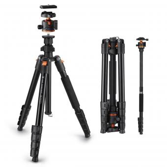 K&F Concept Kamerastativ 192 cm Aluminium – 360° Kuglehoved, 8 kg Belastning, Aftagelig Monopod, Mobilholder til iPhone/Smartphone, O275A5+BH-36
