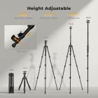 K&F Concept Kamerastativ 192 cm Aluminium – 360° Kuglehoved, 8 kg Belastning, Aftagelig Monopod, Mobilholder til iPhone/Smartphone, O275A5+BH-36