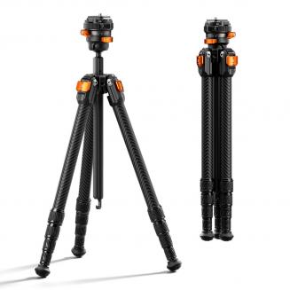 60" rejsestativ i kulfiber til kamera, 2,0 lb ultralet med fleksibel centerakse, lavprofileret 360° panorerings- og vipningskuglehoved, Arca QR-plade, maks. belastning 13,2 lb K&F CONCEPT