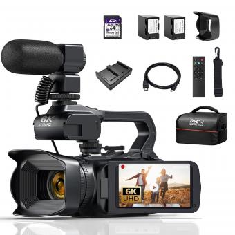 Upgraded 6K Video Camera Professional 60FPS UHD for Filmmaking, Movie & Photography, Video Recorder Camera with 18X Zoom, Digital Camera for Video Recording, 4.0