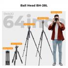 K&F Concept Kamerastativ Tripod – Letvægts Aluminium Rejsestativ med Kuglehoved, 10kg Belastning, Quick Release Plate til Canon Nikon Sony DSLR