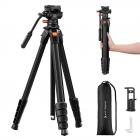 73” kamerastativ med fluidhoved, rejsestativ i aluminium til video, jævn panorering/tilt til DSLR spejlløst videokamera, maks. belastning 6,6 lb, til livestreaming, vlog og spotting scope K&F CONCEPT