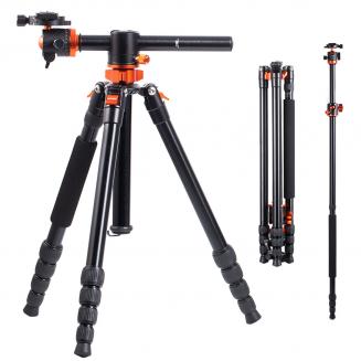 94"/240cm Camera Tripod Transverse Center Column 22lbs/10kg Load With Detachable Monopod High Aluminum Video Tripod For Dslr Slr, T254a8+Bh-28l (Sa254t1)