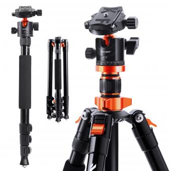 78"/2m Camera Tripod,DSLR Compact Aluminum Tripod Monopod with 360 Degree Ball Head and 10KG Load for Travel and Work K234A7+BH-28L (S210)