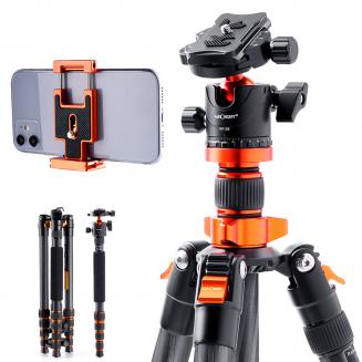 68" Carbon Fiber Camera Tripod,Compact Tripods with Metal Ball Head,Quick Release Plate,Detachable Monopod 10KG Load for DSLR Cellphone Tripods(SA255C1) D255C4+BH-28L