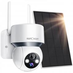 Solar Powered Security Camera PTZ Wireless Outdoor Home 1080P with Audio & Light Alert, Color Night Vision & 14400mAh Built in Battery