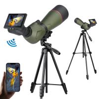 Telescopio Terrestre Profesional Kentfaith Zoom 20-60x80 con Ocular Electrónico Wi-Fi de 4.3 Pulgadas y Trípode de 1.96m para Observación de Aves y Caza