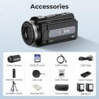 4K Videocámara Profesional 60FPS para Cine, Películas y Fotografía, Cámara de Video con Zoom 18X, Cámara Digital para Grabación de Video, Pantalla Táctil Abatible de 4 Pulgadas, Trípodes Ligeros, 64GB, Kentfaith