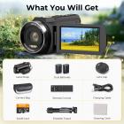 5K Videocámara con Zoom Óptico 10X, Cámara de Video 30FPS, Trípode de Aluminio, Transferencia WiFi, Control Remoto, Estabilización de 6 Ejes, Baterías Duales, Kentfaith