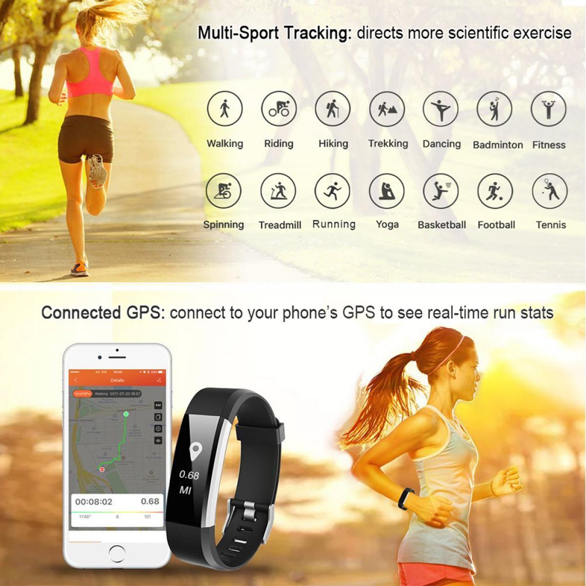 ID115HR PLUS Pulsera Inteligente Deportiva Fitness Tracker - Negro (Sólo un producto por persona)
