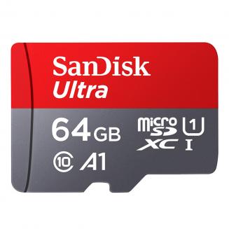 Карта MicroSDXC UHS-I Sandisk Ultra 64 ГБ, C10 U1 A1, до 100 МБ / с SDSQUNC-064G-ZN3MN