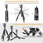 Treppiede per fotocamera leggero da 58 pollici, treppiede da viaggio professionale in alluminio Beschoi, capacità di carico di 22 libbre con testa a sfera panoramica a 360° e custodia per il trasporto compatibile con fotocamere digitali/DSLR/SLR