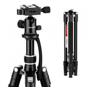 Treppiede DSLR Beschoi da 62 pollici, treppiede da viaggio per fotocamera portatile in alluminio leggero e compatto con testa a sfera e borsa per il trasporto per fotocamere reflex digitali/videocamere/videocamere