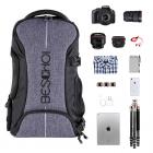 Zaino per fotocamera, borsa per fotocamera impermeabile Beschoi Borsa fotografica con cinturino per treppiede e copertura antipioggia per fotocamera DSLR, treppiede per fotocamera, iPad, obiettivo e accessori