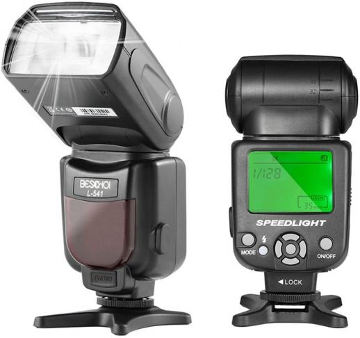Beschoi L541 Speedlite Flash Universal Flash-kamera med LCD-skärm för Canon Nikon Panasonic Olympus Pentax och andra DSLR-kameror med standard varmskor