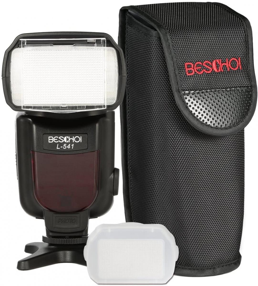 Beschoi L541 Speedlite Flash Universal Flash-kamera med LCD-skärm för Canon Nikon Panasonic Olympus Pentax och andra DSLR-kameror med standard varmskor