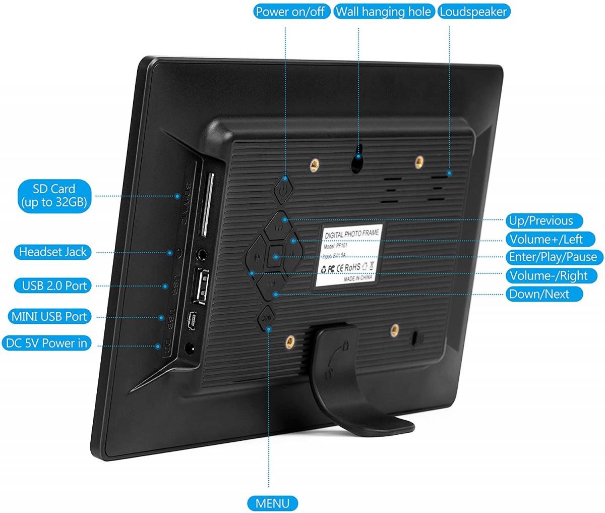 BESCHOI Cornice per foto digitale da 10,1 pollici, 1280x800 Full IPS ad alta risoluzione