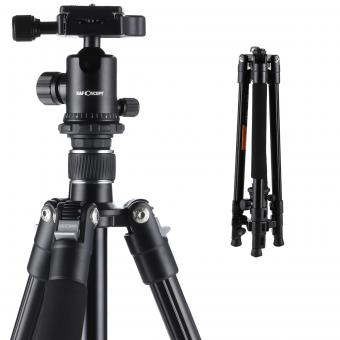 TM2324 Silber 62 Zoll 360° Panorama Kamerastativ Reisestativ Einbeinsativ-Funktion Kugelkopf