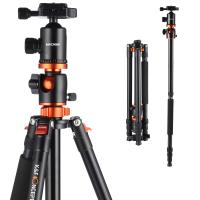 K&F Concept TM2534T Orange Aluminium Kamerastativ Fotostativ Reisestativ Einbeinsativ-Funktion Kugelkopf