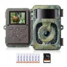 Fotocamera da trail 4K 48MP con sensore di movimento Visione notturna Obiettivo grandangolare Velocità di attivazione 0,2s Intervallo PIR 2s IP66 Impermeabile con scheda SD da 64 GB e 8 batterie AA Colore fogliame