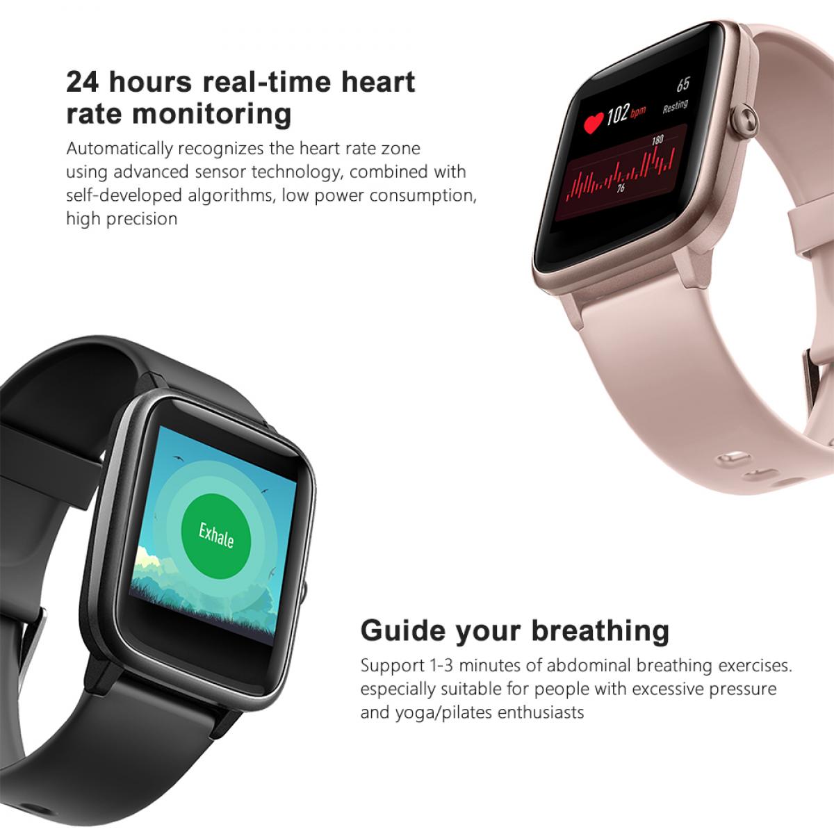 K&F Concept  ID205L Smartwatch Bluetooth HD Schermo Indossabile Tracker Frequenza cardiaca Sport Impermeabile 1,3 pollici -Nero