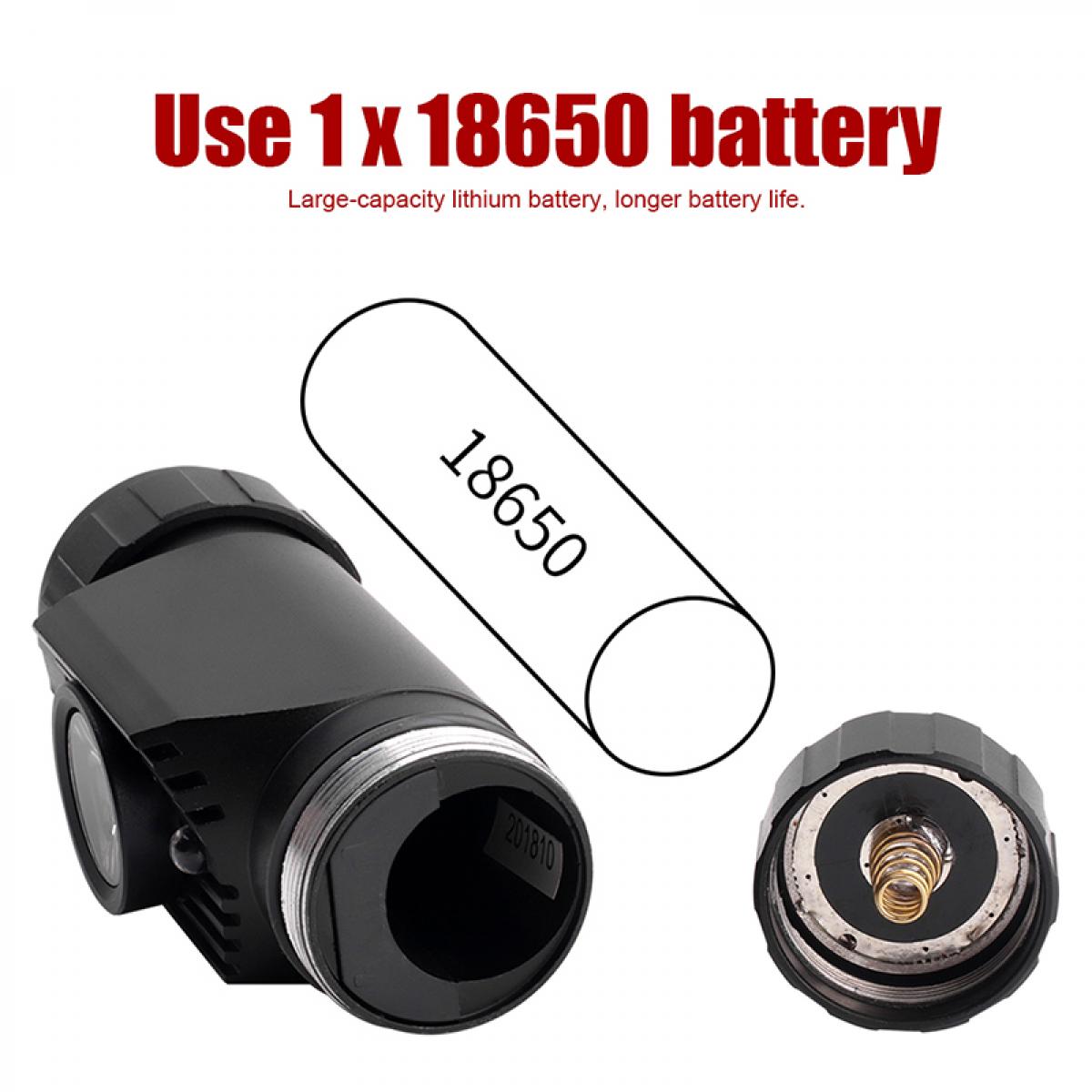 BORUiT - Induktionsstrålkastare XPE RJ-020 med rörelsesensor, uppladdningsbar LED-uppladdningsbar ficklampa, camping- eller jaktljus, 18650 lm