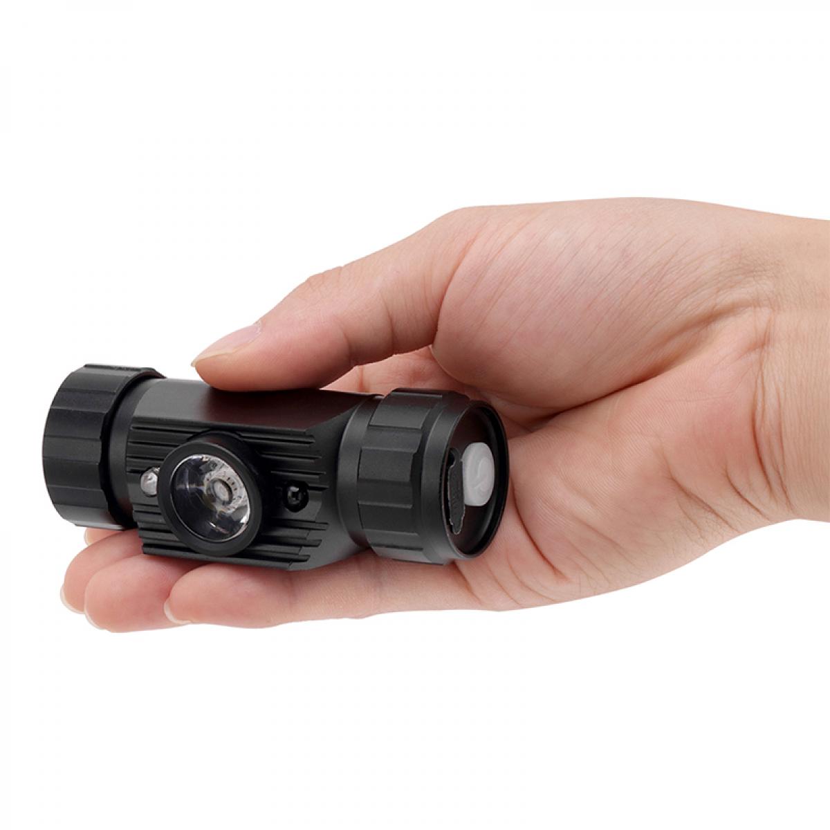 BORUiT - Induktionsstrålkastare XPE RJ-020 med rörelsesensor, uppladdningsbar LED-uppladdningsbar ficklampa, camping- eller jaktljus, 18650 lm