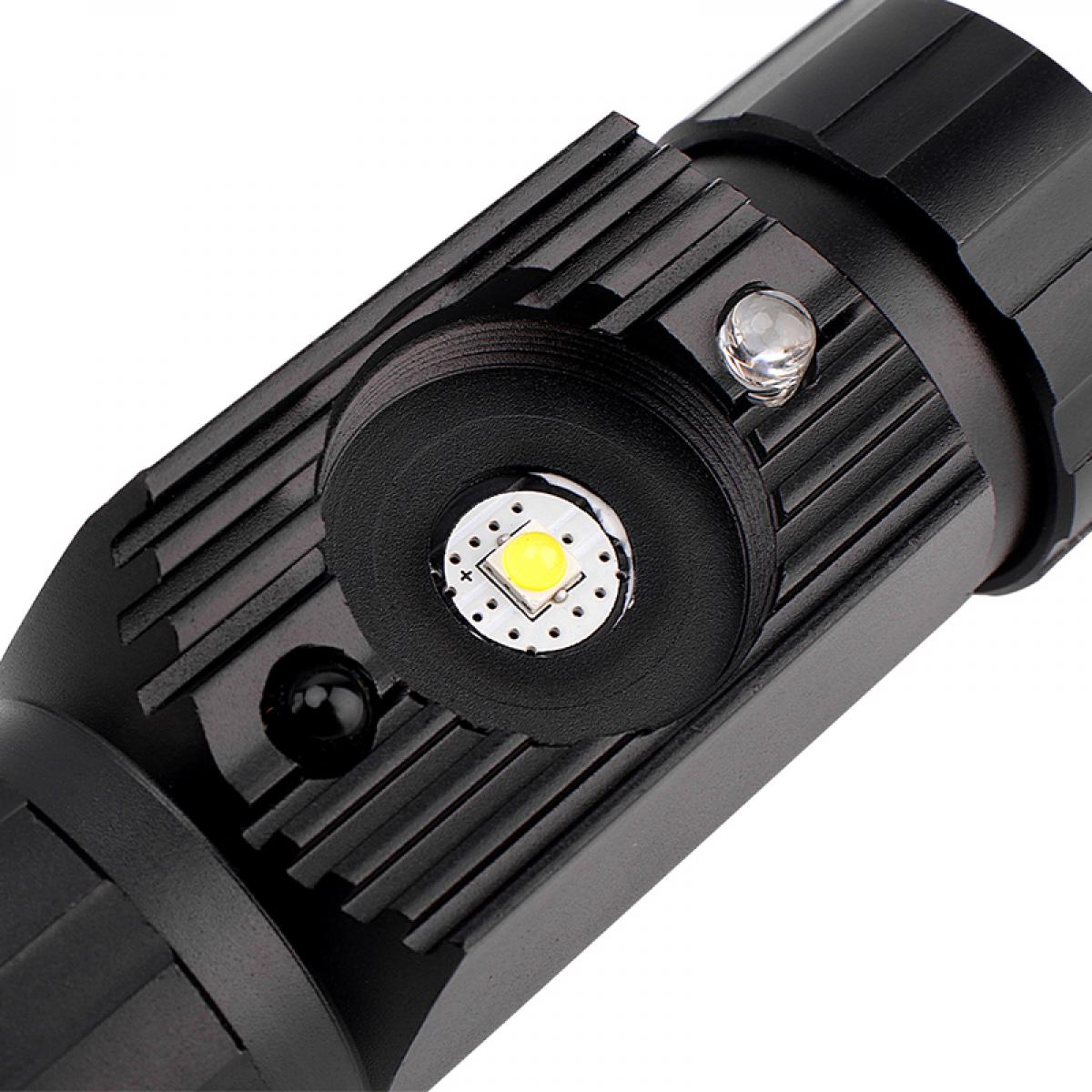 BORUiT - Induktionsstrålkastare XPE RJ-020 med rörelsesensor, uppladdningsbar LED-uppladdningsbar ficklampa, camping- eller jaktljus, 18650 lm