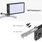 Täysvärinen RGB-täyttövalo taskuvalo sisäänrakennettu 12w ladattava akku LED-kameravalo 360° 12 valotehosteet alumiiniseospaneeli videovalo