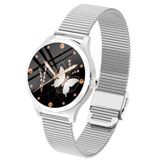 LW07 Full Circle Full Touch żeński inteligentny zegarek bransoletka DIY Dial monitorowanie zdrowia wsparcie Android IOS srebrny;