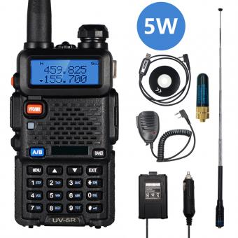 BF-UV5R Tvåvägsradio, 5w Dubbelband, 136-174MHz VHF/400-520MHz UHF, 128 Kanaler, 5-10km Distans