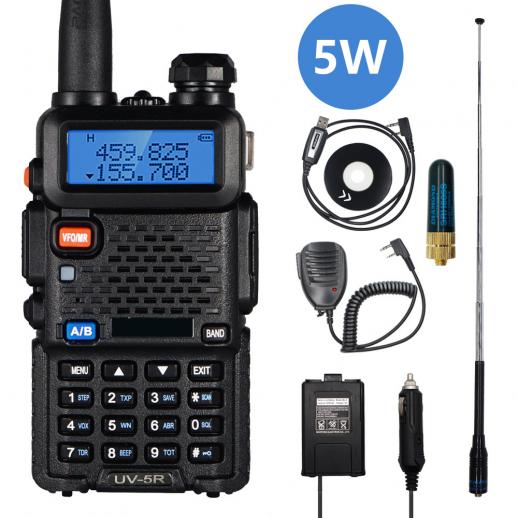BF-UV5R Tvåvägsradio, 5w Dubbelband, 136-174MHz VHF/400-520MHz UHF, 128 Kanaler, 5-10km Distans