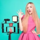 Verstelbare 6500K LED videolamp met drietraps helderheid met zuignap, vergaderingen, uitzendingen, video en make-up