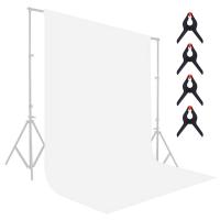 1,8 * 2,8 m hvid muslin baggrund, foldbar blød sømløs klud med 4 fjederklip, der bruges til videofotografering og tv