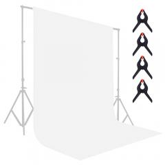 1,8 * 2,8 m witte mousseline achtergrond, opvouwbare zachte naadloze keyingdoek met 4 veerklemmen, gebruikt voor videofotografie en tv