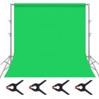 1,8 * 2,8 m groene mousseline achtergrond, opvouwbare zachte naadloze keyingdoek met 4 veerklemmen, gebruikt voor videofotografie en tv