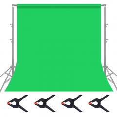 1,8 * 2,8 m groene mousseline achtergrond, opvouwbare zachte naadloze keyingdoek met 4 veerklemmen, gebruikt voor videofotografie en tv