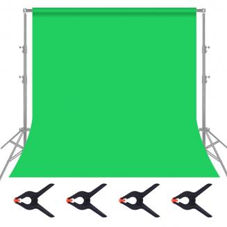 1,8 * 2,8 m groene mousseline achtergrond, opvouwbare zachte naadloze keyingdoek met 4 veerklemmen, gebruikt voor videofotografie en tv