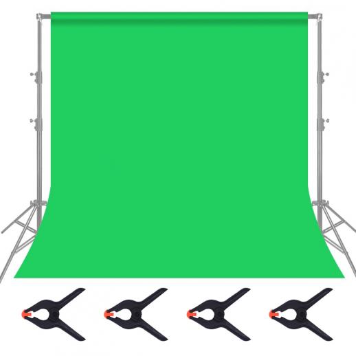 1,8 * 2,8 m groene mousseline achtergrond, opvouwbare zachte naadloze keyingdoek met 4 veerklemmen, gebruikt voor videofotografie en tv