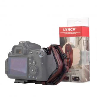 Camera leather wrist strap, LYNCA E6 adjustable camera grip belt (with quick release plate), excellent grip stability and safety, suitable for Canon Nikon, Sony Fujifilm DSLR cameras, etc. (brown)