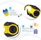 Fotocamera per bambini simpatica fotocamera 12MP 4×zoom digitale, fotocamera digitale per bambini con video, mini fotocamera per bambini con cornici per ragazzi e ragazze (nera e gialla)