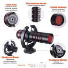 Videomikrofoni, yleiskameramikrofoni iskukiinnikkeellä iPhonen Android-älypuhelimille, Vlog, Canon EOS, Nikon DSLR -kamera, Panasonic ja videokamerat - haulikkomikrofoni