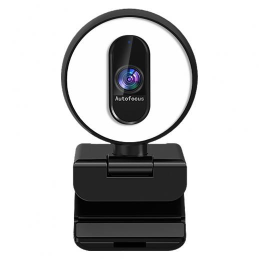 Webcam H100 60FPS con luce di riempimento Autofocus Webcam USB 1080p con doppio microfono Webcam USB plug and play per PC desktop Mac Zoom Skype YouTube